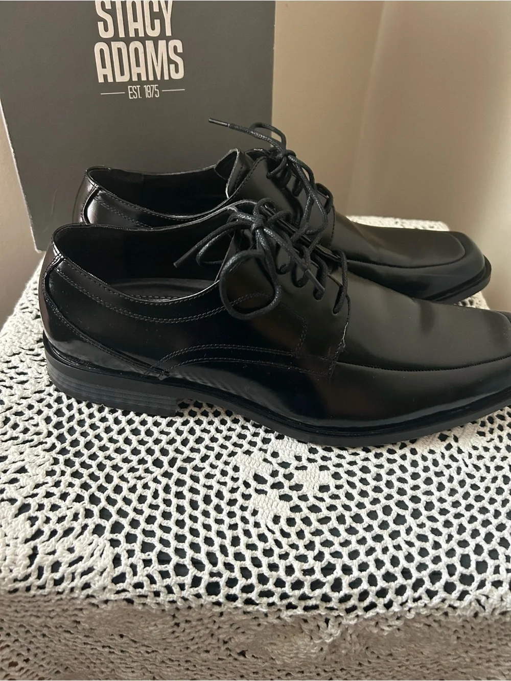Stacy Adams Men's Black Patent Leather Lace-Up Oxfords NEW size 9